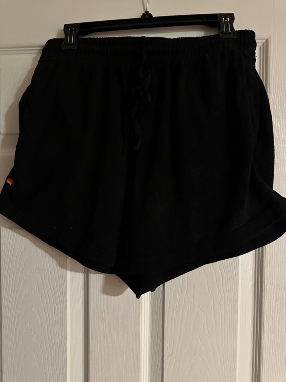 Aviator Nation Black Athletic Shorts with Rainbow Tag